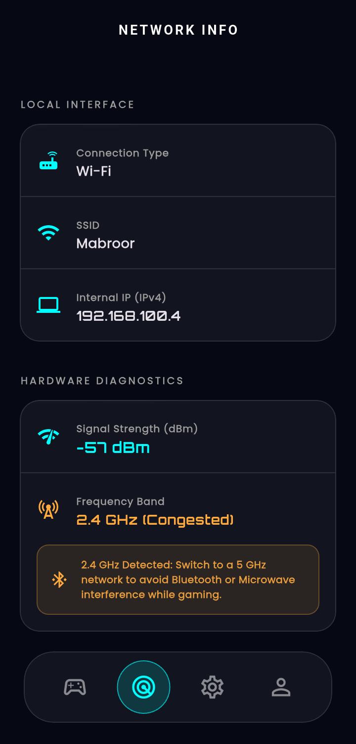Network diagnostics showing low ping for PUBG Mobile